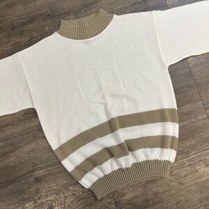 Vintage Teasers Women‎ Sweater High Neck Made In USA Stripes NO SIZE TAG (422)